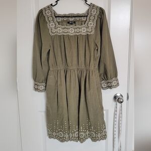 Madewell Embroidered Corduroy Dress Size Small